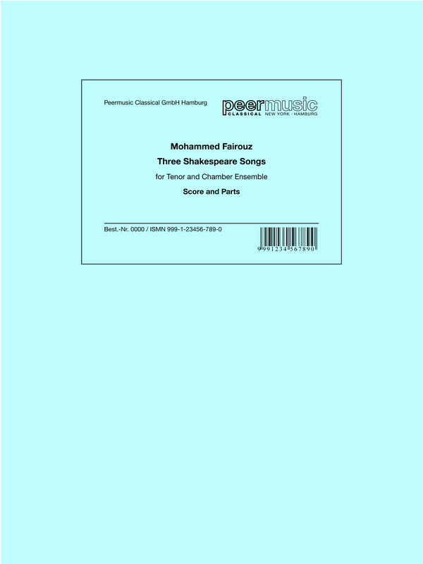 3 Shakespeare Songs  for tenor and chamber ensemble  score and parts