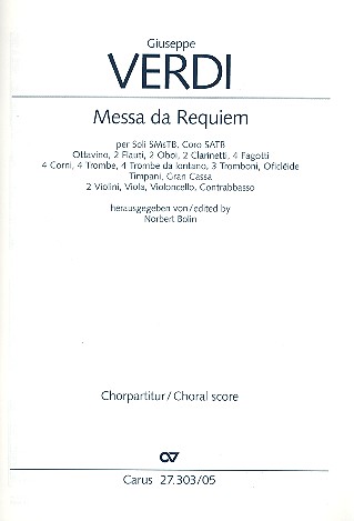 Messa da Requiem für Soli, gem Chor&nbsp;&nbsp;und Orchester&nbsp;&nbsp;Chorpartitur (Mindestabnahme 20)