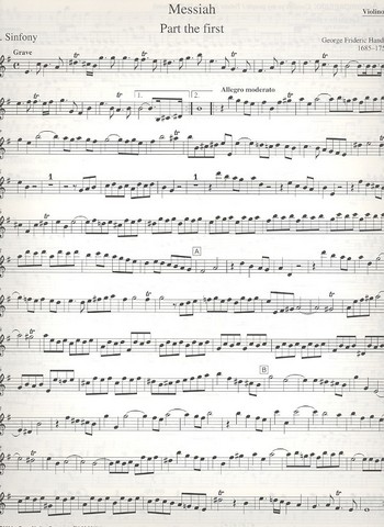 The Messiah HWV56 (with variant Movements)&nbsp;&nbsp;for soloists, mixed chorus and orchestra&nbsp;&nbsp;violin 1