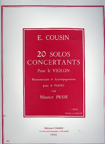20 Solos concertants vol.1 (nos.1-10)  pour violon et piano  