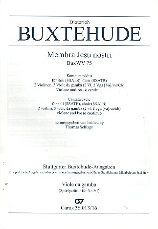 Membra Jesu nostri BuxWV75&nbsp;&nbsp;für Soli, Chor und Orchester&nbsp;&nbsp;Spielpartitur Viole da gamba (für Nr.6)