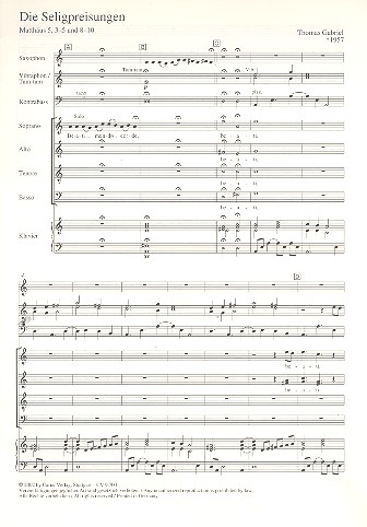 Die Seligpreisungen für gem Chor  und Instrumente  Partitur und Instrumentalstimmen