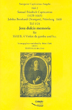 Jesus dulcis memoria für 5 Stimmen  (gem Chor), 4 Violen da gamba und Bc  6 Partituren und Stimmen (Bc nicht ausgesetzt)