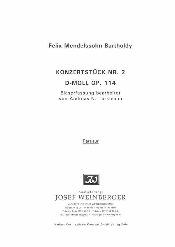 Konzertstück d-Moll Nr.2 op.114&nbsp;&nbsp;für 9 Bläser (Fagott/Kontrafagott ad lib)&nbsp;&nbsp;Partitur