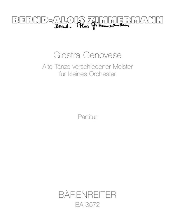 Giostra genovese  für Kammerorchester  Partitur