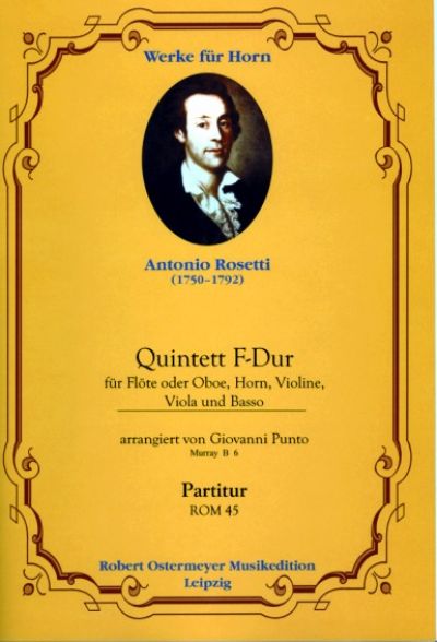 Quintett F-Dur MurrayB6 für Flöte (Oboe),  Horn, Violine, Viola und Bass  Partitur und Stimmen
