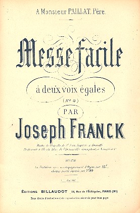Messe facile no.4 op.136 pour&nbsp;&nbsp;2 voix égales et orgue&nbsp;&nbsp;partition