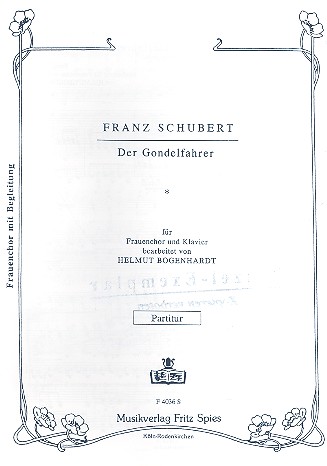 Der Gondelfahrer für  Frauenchor und Klavier  Partitur