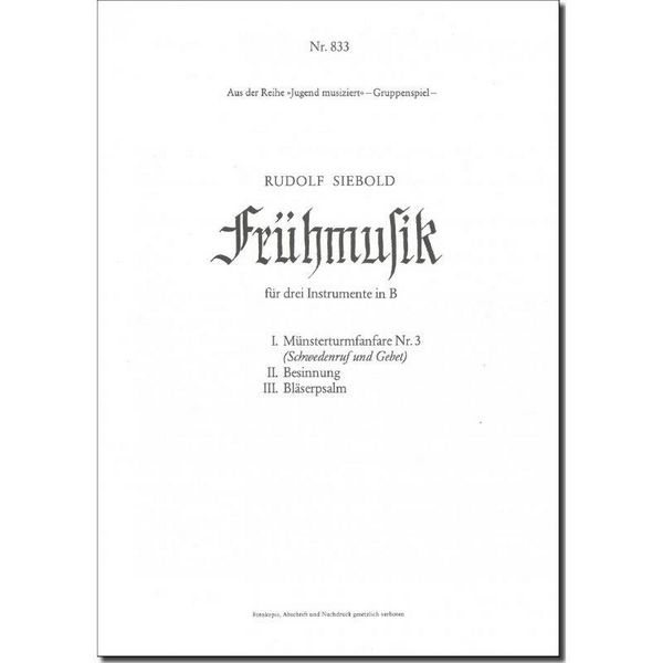 Frühmusik für 3 Instrumente in B  3 Spielpartituren  