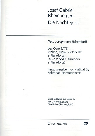 Die Nacht op.56 für gem Chor,&nbsp;&nbsp;Streichtrio (Harmonium) und Klavier&nbsp;&nbsp;Partitur
