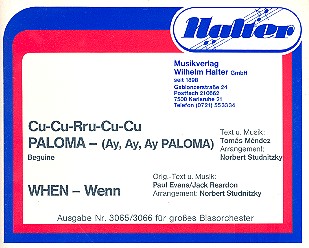 Cu-Cu-Rru-Cu-Cu Paloma: für  Blasorchester  Direktion und Stimmen