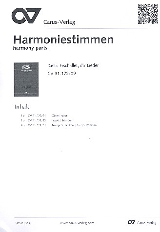 Erschallet ihr Lieder&nbsp;&nbsp;Kantate Nr.172 BWV172&nbsp;&nbsp;Harmoniestimmen