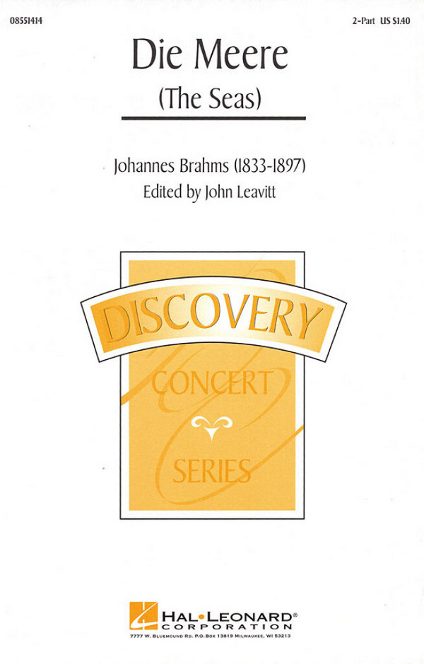 Die Meere für 2stg gem Chor und&nbsp;&nbsp;Klavier (dt/en)&nbsp;&nbsp;Partitur