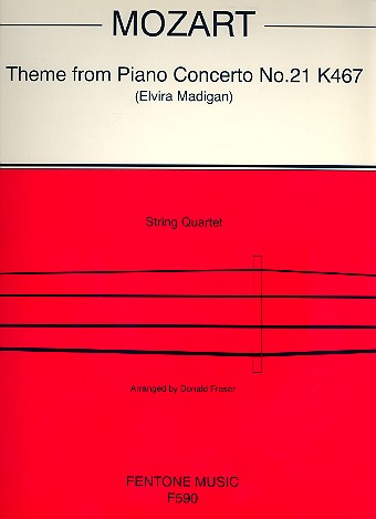 Theme from Piano Concerto No.21 KV467&nbsp;&nbsp;for string quartet&nbsp;&nbsp;score and parts