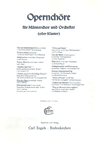 Chor der Jäger für Männerchor und  Klavier  Partitur