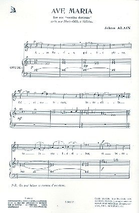 Ave Maria sur une vocalise dorienne  pour voix et orgue  
