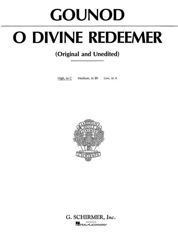 O divine Redeemer&nbsp;&nbsp;for high voice and piano (c minor)&nbsp;&nbsp;
