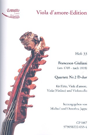 Quartett D-Dur Nr.2 für Flöte, Viola d'amore,  Viola (Violine) und Violoncello  Partitur und Stimmen