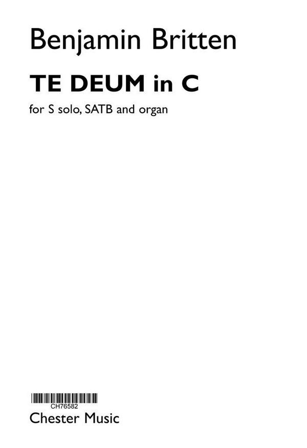 Te Deum in C  &nbsp;&nbsp;for Sopran solo, mixed choir and organ&nbsp;&nbsp;score