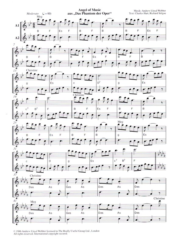 Das Phantom der Oper&nbsp;&nbsp;für 4 Blockflöten (AATB)&nbsp;&nbsp;Spielpartitur Altflöten