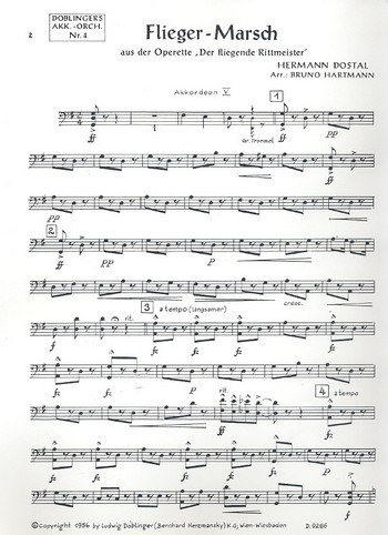 Fliegermarsch für Akkordeonorchester&nbsp;&nbsp;Bass-Akkordeon&nbsp;&nbsp;