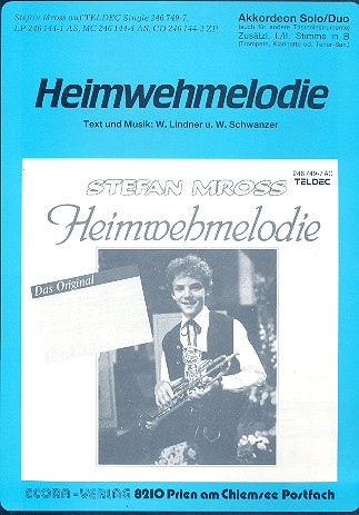 Heimwehmelodie für 1-2 Akkordeons  (mit 1-2 B-Stimmen)  Partitur und Stimme
