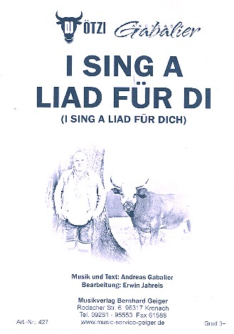I sing a Liad für Di:  für Blasorchester  Direktion und Stimmen