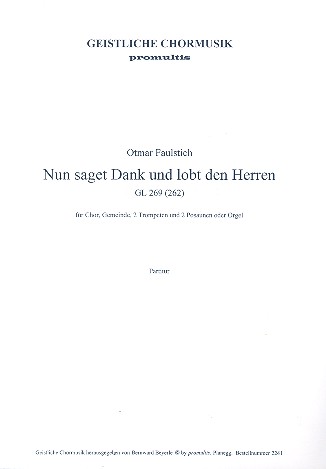 Nun saget Dank und lobt den Herren&nbsp;&nbsp;für Gemeinde, gem Chor und Instrumente&nbsp;&nbsp;Chorpartitur