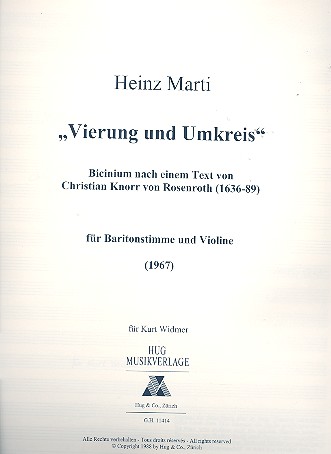 Vierung und Umkreis (1967)  für Bariton und Violine  Partitur