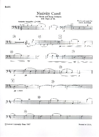 Nativity Carol for mixed chorus and  string orchestra (organ ad lib)  double bass