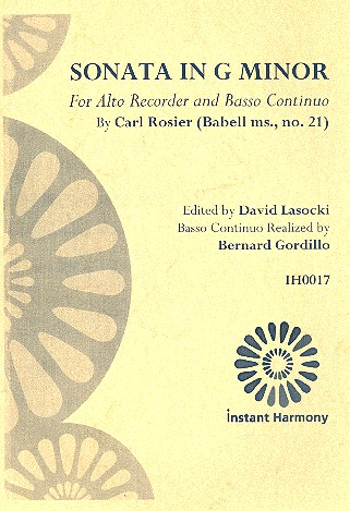 Sonata in g Minor for alto recorder and Bc  score and parts (Bc realized)  