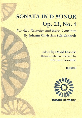 Sonata in d Minor op.23,4 for alto recorder  and Bc  score and parts (Bc realized)