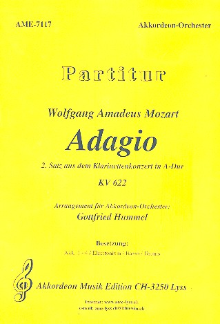 Adagio KV622 für Akkordeonorchester  Partitur  