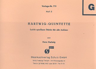 Hartwig-Quintette Band 3 für Bläser  5. Stimme in B Violinschlüssel  Heft G