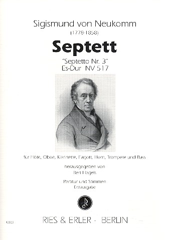 Septett Nr.3 Es-Dur NV517 für Flöte, Oboe,&nbsp;&nbsp;Klarinette, Fagott, Horn, Trompete und Bass&nbsp;&nbsp;Partitur und Stimmen