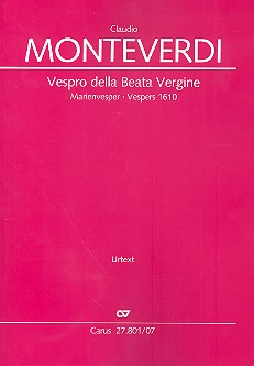 Vespro della Beata Vergine SV206&nbsp;&nbsp;für Soli, gem Chor und Orchester&nbsp;&nbsp;Studienpartitur