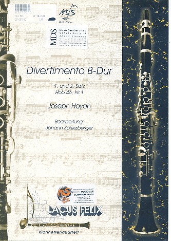 Divertimento B-Dur 1. und 2. Satz Hob46:1  für 4 Klarinetten  Partitur und Stimmen