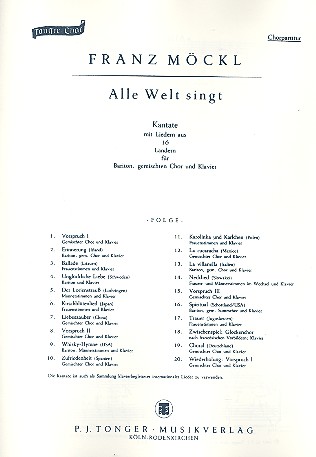 Alle Welt singt für Bariton, gem Chor  und Klavier  Chorpartitur