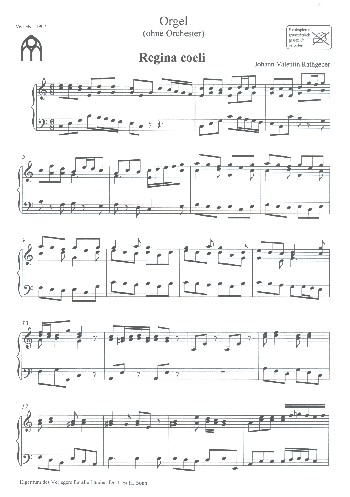Regina coeli aus op.5  für gem Chor und Orgel (Instrumente und Soli ad lib)  Orgel