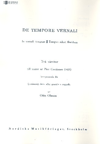 De Tempore vernali  for female chorus a cappella  score (la)