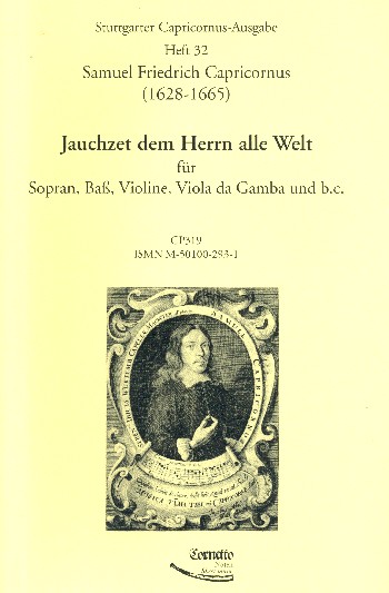Jauchzet dem Herren alle Welt für Sopran,  Bass, Violine, Viola da gamba und Bc  Partitur und Stimmen (Bc nicht ausgesetzt)