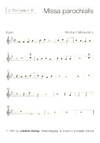 Missa parochialis  für gem Chor und Bläser ad lib  Bläserstimmen (2 Trompeten, 2 Posaunen)