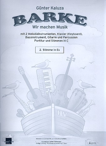 Barke für 2 Melodieinstrumente, Gitarre,  Bassinstrument, Klavier und Percussion  2. Stimme in Es
