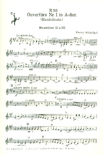 Ouvertüre A-Dur Nr.1 op.1  für Zupforchester  Mandoline 2