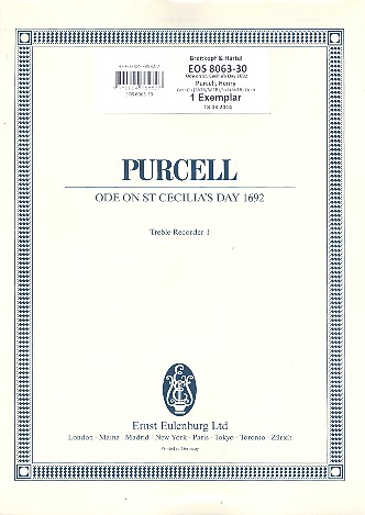 Ode on St. Cecilia's Day 1962 für Soli,&nbsp;&nbsp;für Soli, gem Chor und Orchester&nbsp;&nbsp;Harmoniestimmen