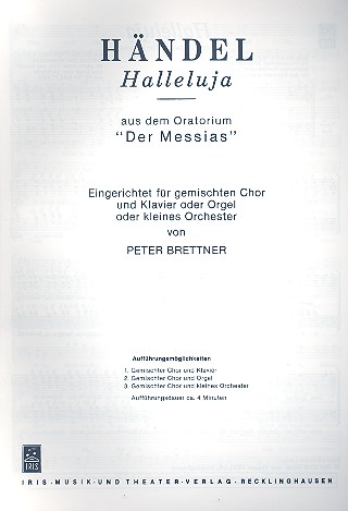Halleluja für gem Chor und  Klavier (Orgel, Orchester)  Chorpartitur