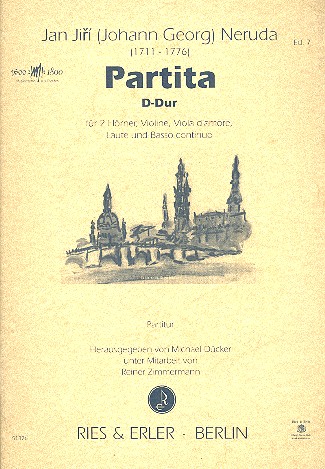 Partita D- Dur für 2 Hörner, Violine,  Viola d'amore, Laute und Bc  Partitur
