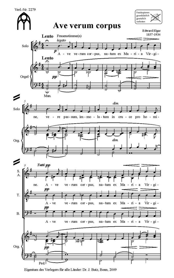 Ave verum corpus  für gem Chor und Orgel  Partitur