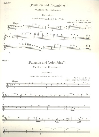 Pantalon und Colombine KV446&nbsp;&nbsp;für Orchester&nbsp;&nbsp;Harmoniestimmen