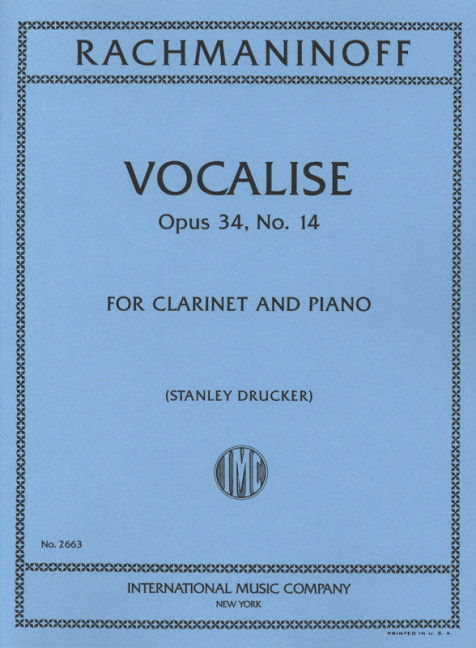 Vocalise op.34,14  for clarinet and piano  